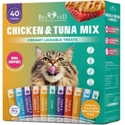 Beloved Pets Chicken & Tuna Mix Creamy Lickable Treats Dual Support for Cats & Dogs 40-count - Lickable Cat Treats 1