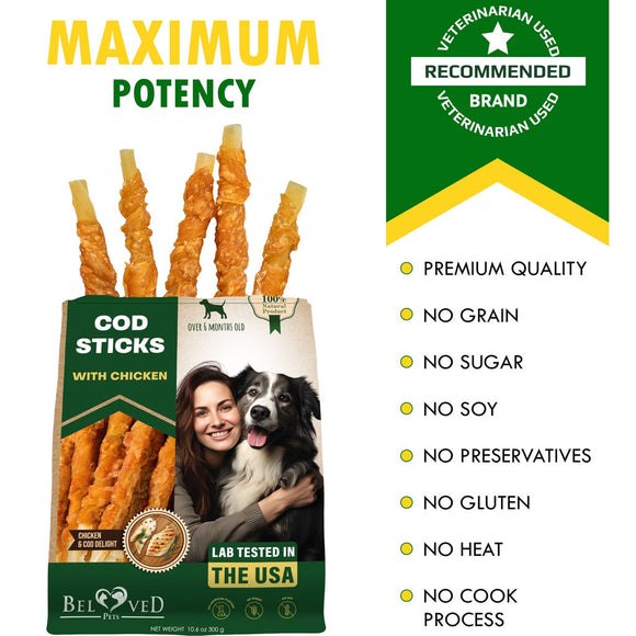 Beloved Pets Cod Sticks with Chicken Dog Chew Treats 10-oz - Dog Treats 3