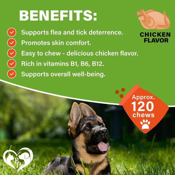 Beloved Pets Flea & Tick Support Chicken Flavor Chewable Supplements for Dogs 10-oz - Dog Oral Flea & Tick Prevention 6