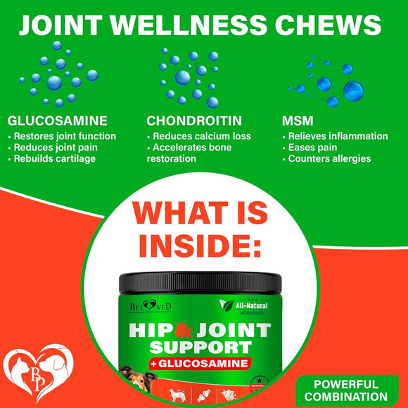 Beloved Pets Glucosamine Bacon Flavored Chews Hip & Joint Support Supplement for Dogs 10-oz - Hip & Joint Supplements
