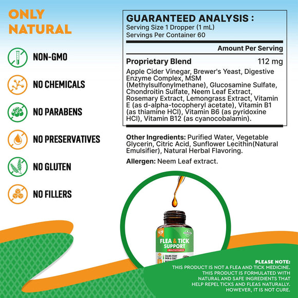 Beloved Pets Oral Flea & Tick Support Multivitamin Supplement for Dogs & Cats 2-oz - Dog Multi-Vitamins 2
