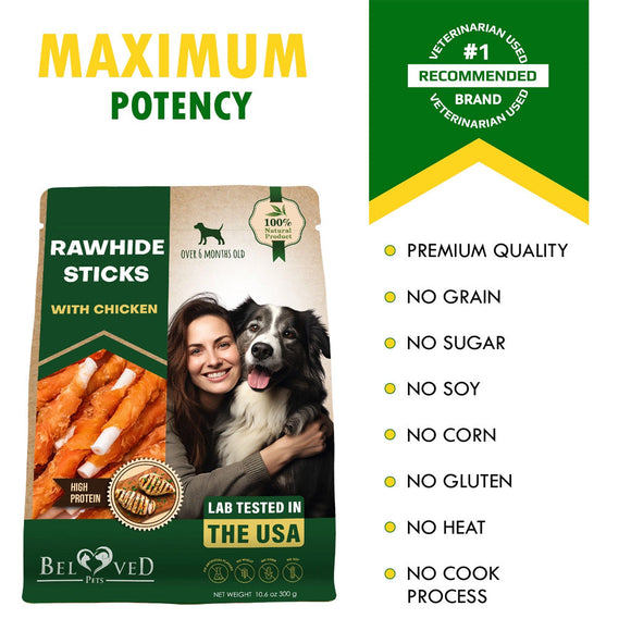 Beloved Pets Rawhide Sticks with Chicken Dog Chew Treats 10.6-oz - Dog Treats 3