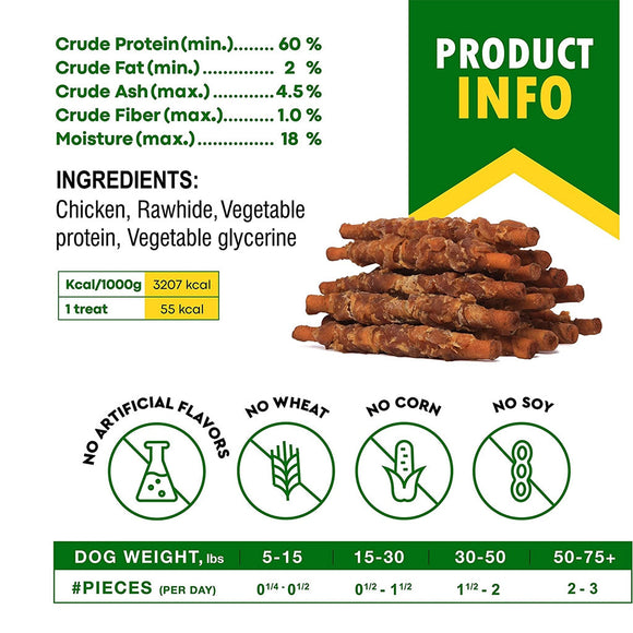 Beloved Pets Smoke Rawhide Sticks with Chicken Dog Chew Treats 10.6-oz - Dog Treats 7