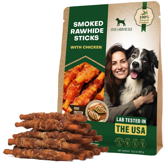 Beloved Pets Smoke Rawhide Sticks with Chicken Dog Chew Treats 10.6-oz - Dog Treats 1
