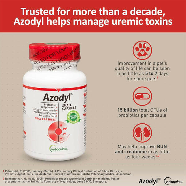 Azodyl Small Capsules - Renal Support Supplement for Cats and Dogs Dog Supplements & Vitamins.