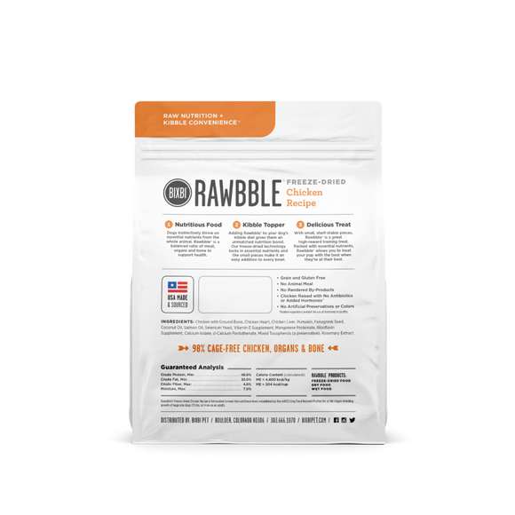 Bixbi Rawbble Freeze Dried Chicken Dog Food