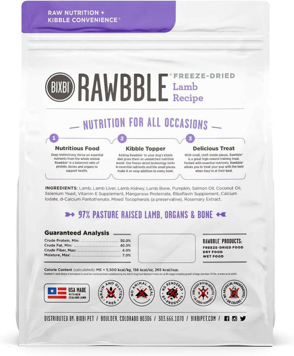 Bixbi Rawbble Freeze-Dried Dog Food Lamb Recipe - Dog Food 8