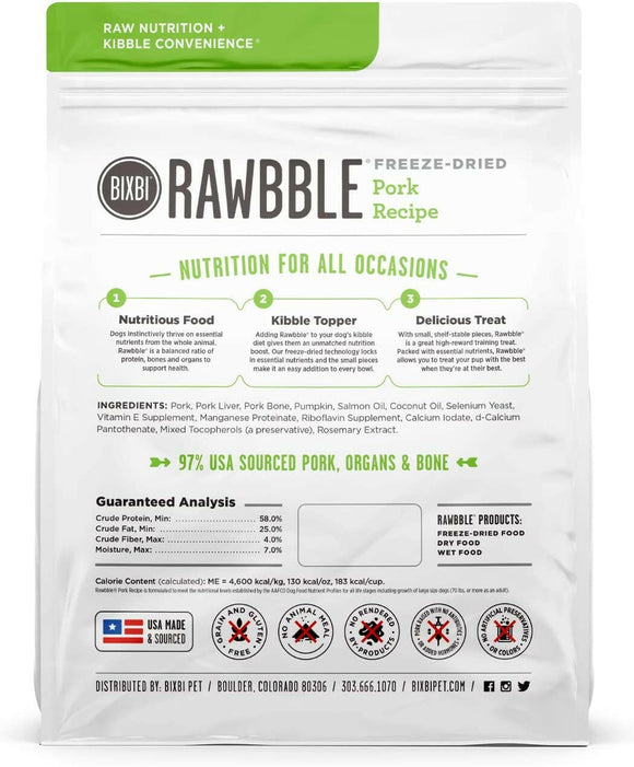 Bixbi Rawbble Freeze-Dried Dog Food Pork Recipe - Dog Food 7