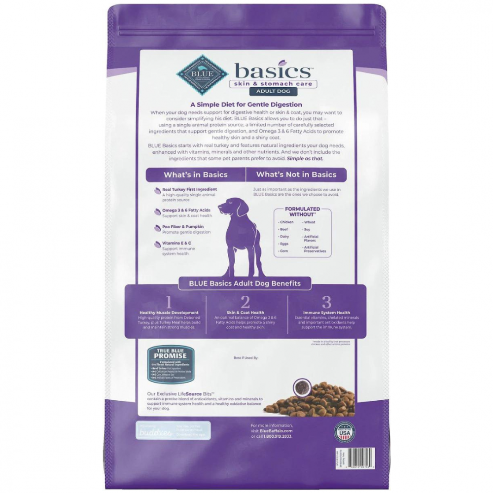 Blue Buffalo Basics Adult Grain-Free Turkey & Potato Recipe Dry Dog Food 24lb
