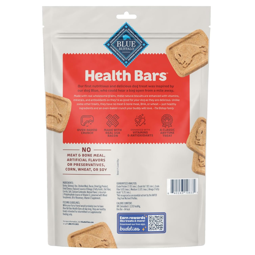 Blue Buffalo Health Bars Natural Crunchy Dog Treats Biscuits, Bacon, Egg & Cheese 56-oz Box