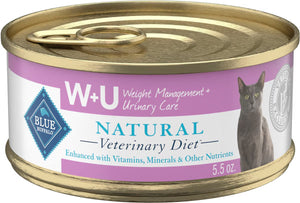 Blue Buffalo Natural Veterinary Diet W + U Weight Management + Urinary Care Chicken Wet Cat Food 5.5-oz case of 24