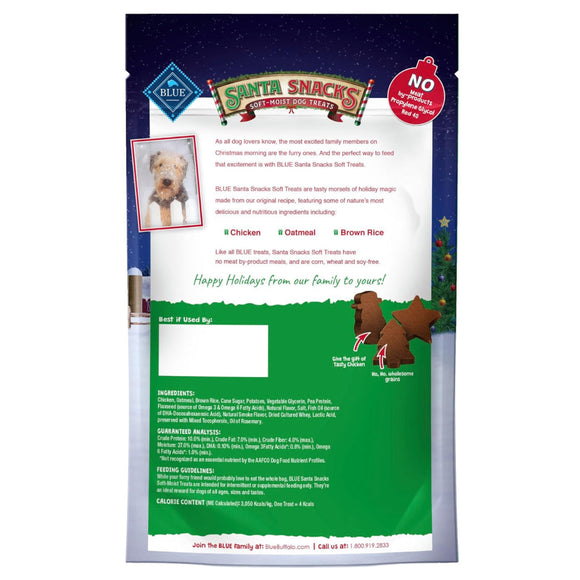 Blue Buffalo Santa Snacks Tasty Chicken Recipes Soft Treats For Dogs (4.5 oz)