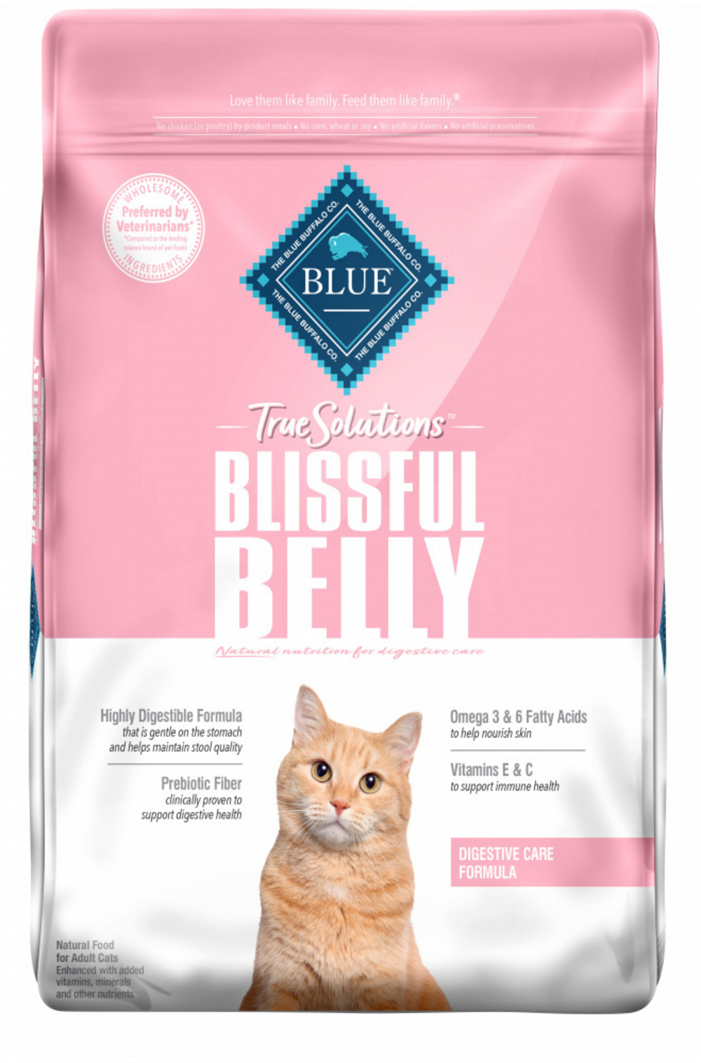 Blue Buffalo True Solutions Blissful Belly Natural Digestive Care Adult Dry Cat Food, Chicken 11-lb