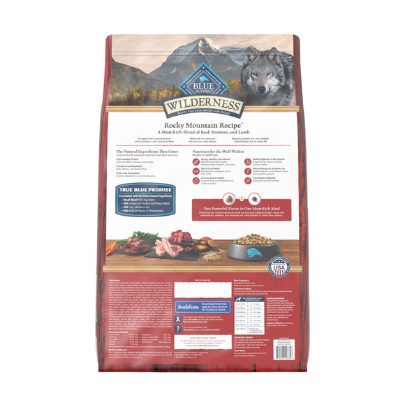 Blue Buffalo Wilderness Rocky Mountain Recipe High Protein Natural Red Meat with Grain Adult Dry Dog Food