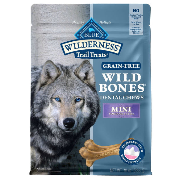 Blue Buffalo Wilderness Wild Bones Dental Treats (10 oz) - Mini (5-15 lbs) - Dog Treats 10