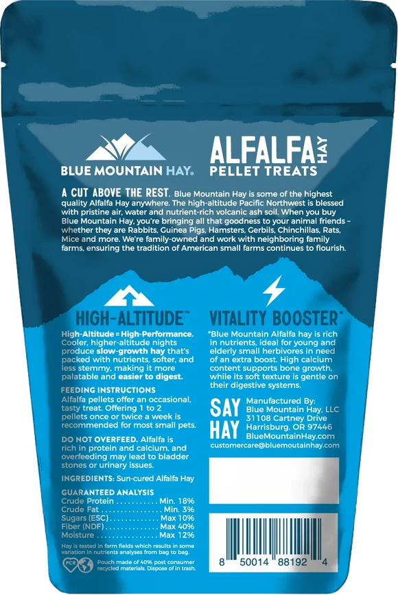 Blue Mountain Hay Alfalfa Hay Pellet Treats & Meal Topper For Small Animals 10-oz - Small Pet Food 3