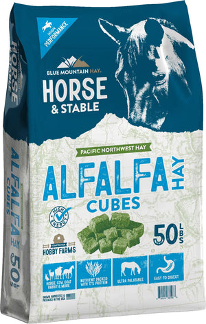 Blue Mountain Hay High-Altitude Alfalfa Hay Cubes Horse Feed 50 lbs - Horse Feed & Treats 1