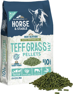 Blue Mountain Hay High-Altitude Teff Grass Hay Pellet Horse Feed 40-lb - Horse Feed & Treats 1