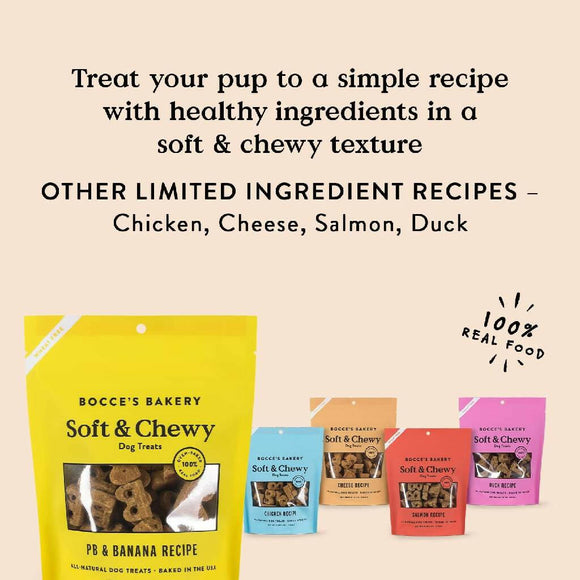 Bocce's Bakery Basics Peanut Butter and Banana Soft & Chewy Recipe Dog Treats (6 oz)