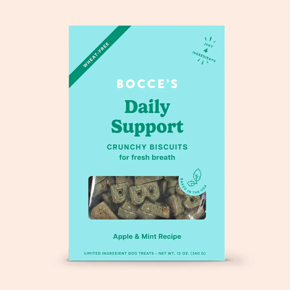 Bocce’s Bakery Daily Support Crunchy Breath Biscuits Apple & Mint Recipe Dog Treat 12-oz - Dog Biscuits & Crunchy