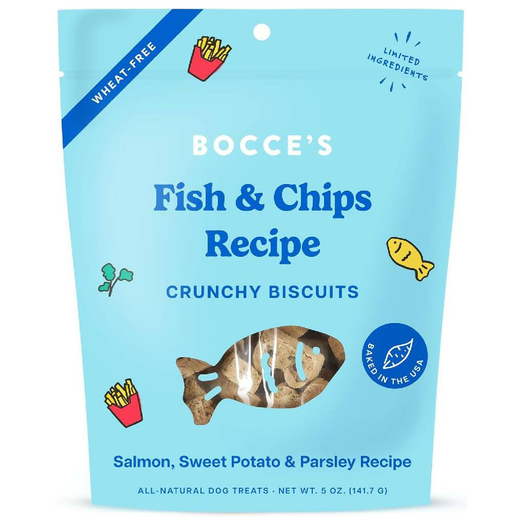 Bocce's Bakery Fish & Chips Crunchy Biscuits Dog Treats (5
