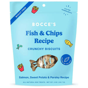 Bocce's Bakery Fish & Chips Crunchy Biscuits Dog Treats (5 oz)