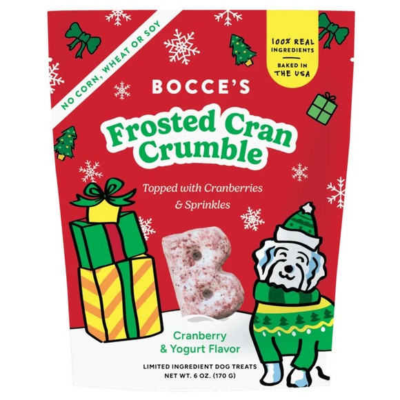 Bocce’s Bakery Frosted Cran Crumble Soft & Chewy Cranberry & Yogurt Flavor Dog Treats 6-oz - Soft & Chewy Dog Treats 1