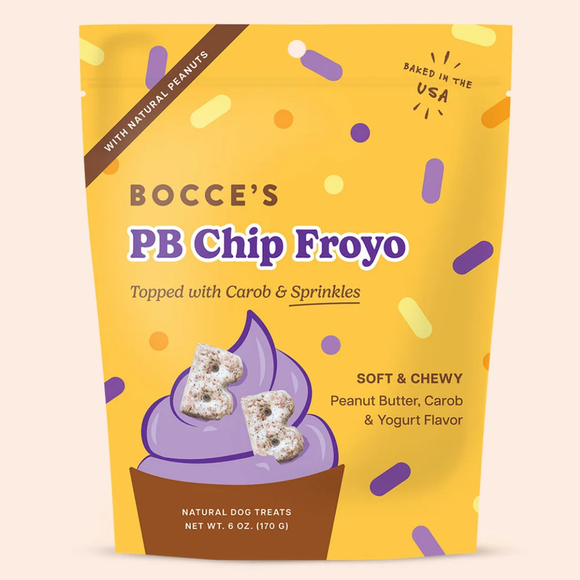 Bocce’s Bakery PB Chip Froyo Soft & Chewy Peanut Butter Carob & Yogurt Dog Treats 6-oz - Soft & Chewy Dog Treats 1