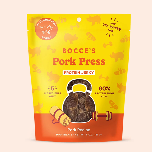 Bocce’s Bakery Pork Press Protein Jerky Pork Recipe Dog Treats 5-oz - Soft & Chewy Dog Treats 1