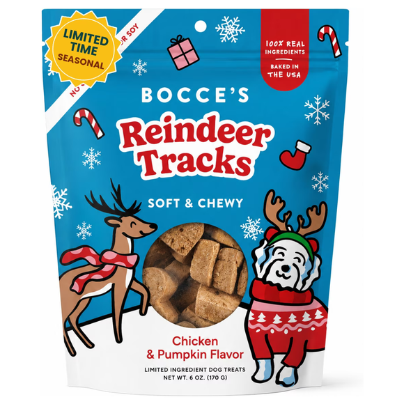 Bocce’s Bakery Reindeer Tracks Soft & Chewy Chicken & Pumpkin Dog Treats 6-oz - Soft & Chewy Dog Treats 1