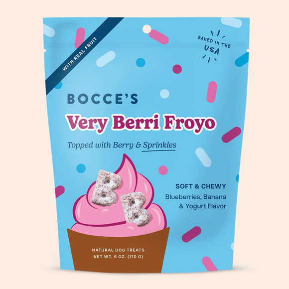 Bocce’s Bakery Very Berri Froyo Blueberries Banana & Yogurt Dog Treats 6-oz - Soft & Chewy Dog Treats 1