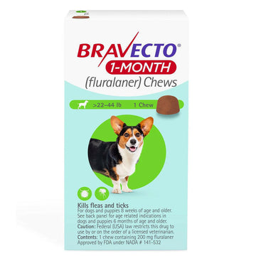Bravecto 1-Month Chew for Dogs 22-44 lbs, (Green Box)