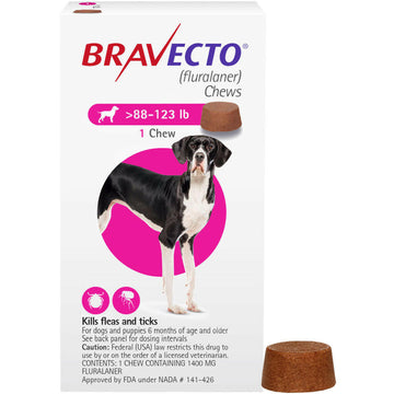 Bravecto Chews for Extra-Large Dogs 88-123 lbs (Pink Box)