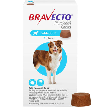 Bravecto Chews for Large Dogs 44-88 lbs (Blue Box)
