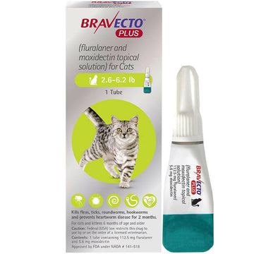 Bravecto PLUS Topical Solution for Small Cats 2.6-6.2 lbs (Green Box)