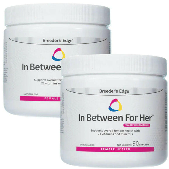Breeder’s Edge In Between For Her- Female Multivitamin for Cat & Small Dogs - 180 soft chews - Pet Vitamins &
