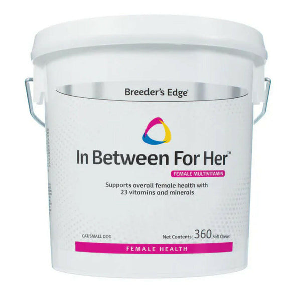 Breeder’s Edge In Between For Her- Female Multivitamin for Cat & Small Dogs - 360 soft chews - Pet Vitamins &