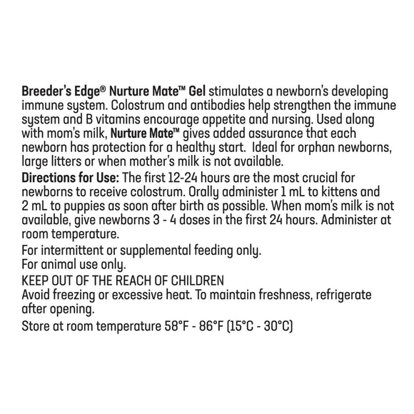 directions for use on nurture mate for puppies and kittens