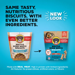 Brutus Broth Bone Broth Biscuits Beef Recipe Dog Treats (8 oz)