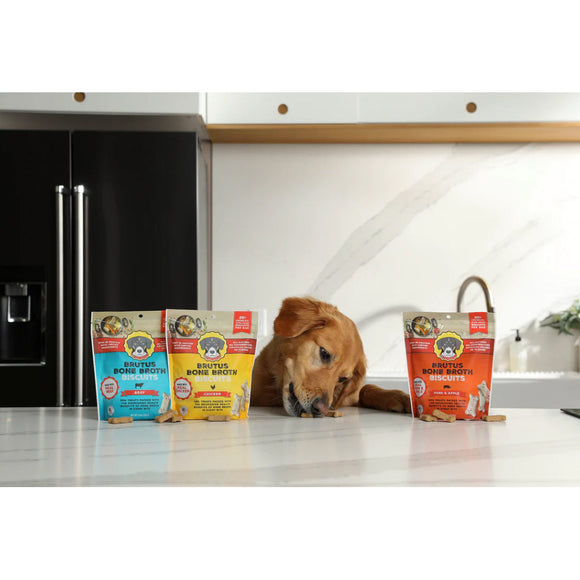 Brutus Broth Bone Broth Biscuits Beef Recipe Dog Treats (8 oz)