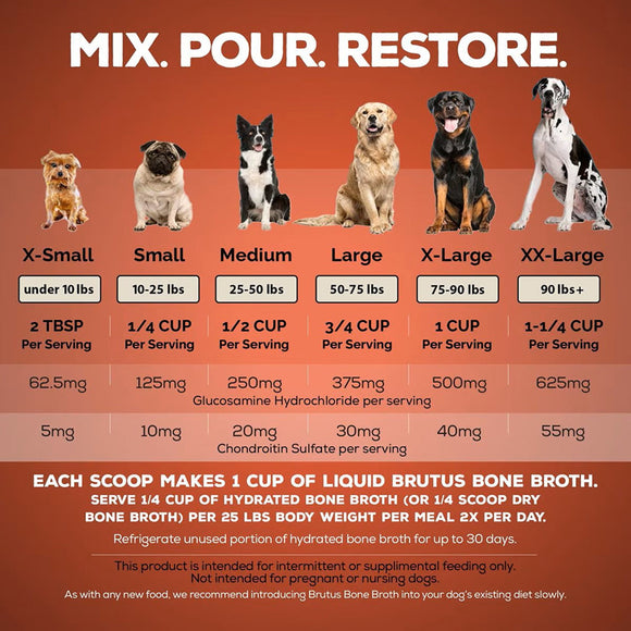 Brutus Broth "On the Go" Instant Chicken Bone Broth Sticks Hip & Joint Formula with Glucosamine for Dogs (5 count)