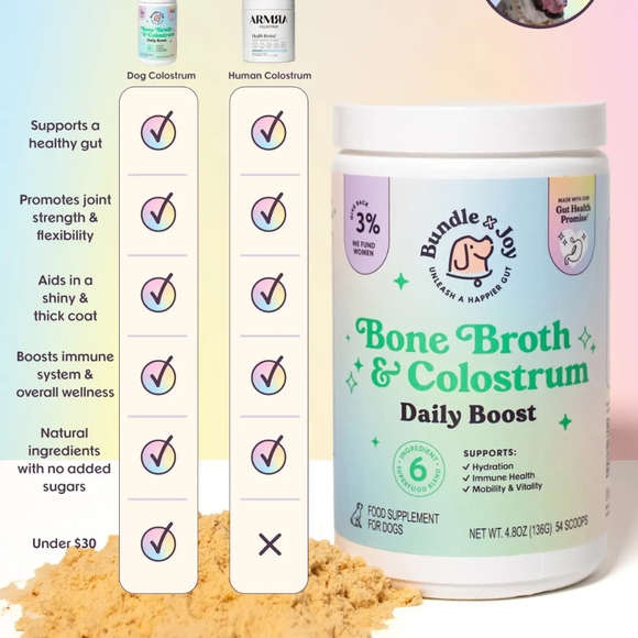 Bundle x Joy Bone Broth & Colostrum Daily Boost Supplemet for Dogs (4.8 oz) - Pet Vitamins & Supplements 4