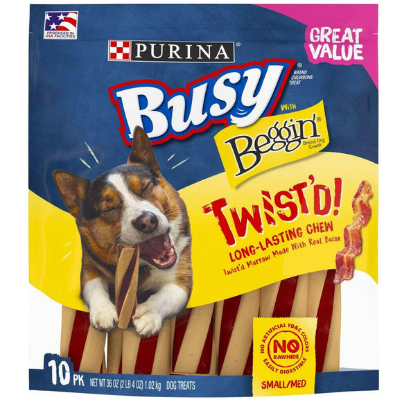 Busy Beggin' Twist'D! Long-Lasting Chew Small & Medium Dog Treat - 10 count