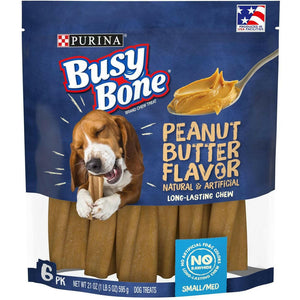 Purina Busy Bone Peanut Butter Flavor Long-Lasting Chew Small & Medium Dog Treats - 6 count