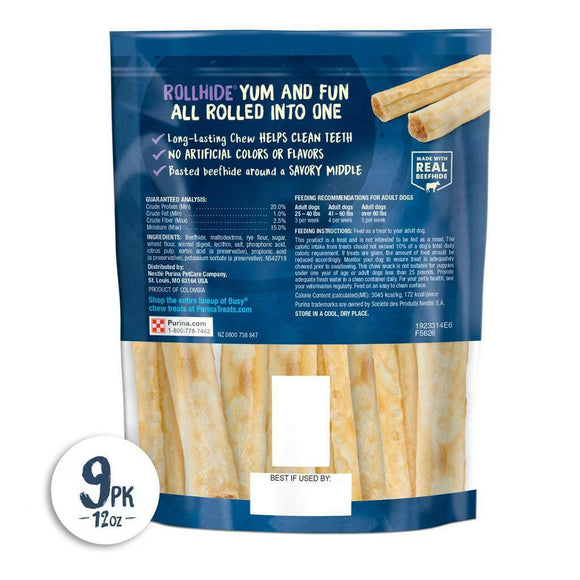 Purina Busy Bone Rollhide Long-Lasting Chew Small/Medium Dog Treats backside