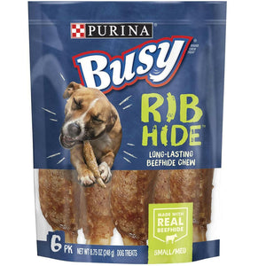 Purina Busy Rib Hide Long-Lasting Beef Hide Chew Small/Medium Dog Treat 6count