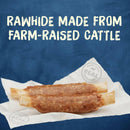 Rawhide made from farm raised cattle in Purina Busy Rib Hide Long-Lasting Beef Hide Chew Small/Medium Dog Treats