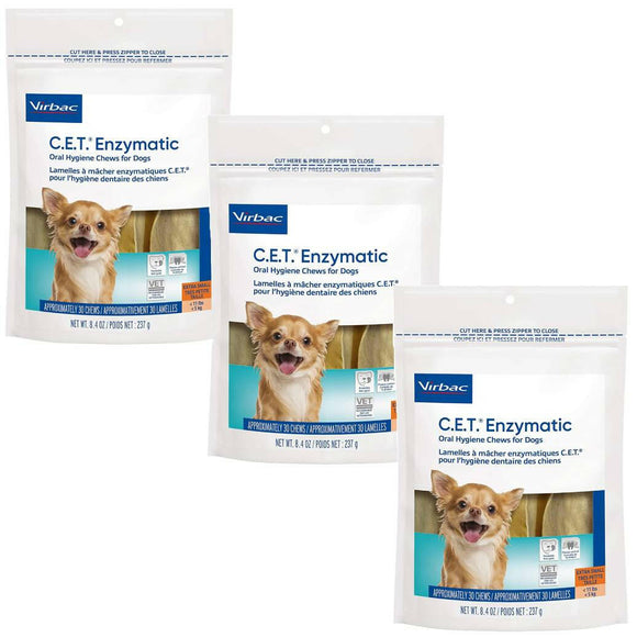 C.E.T. Enzymatic Dental Chews for Extra Small Dogs Under 11 lbs - 3-pack (90 chews) - Dog Dental Care 9