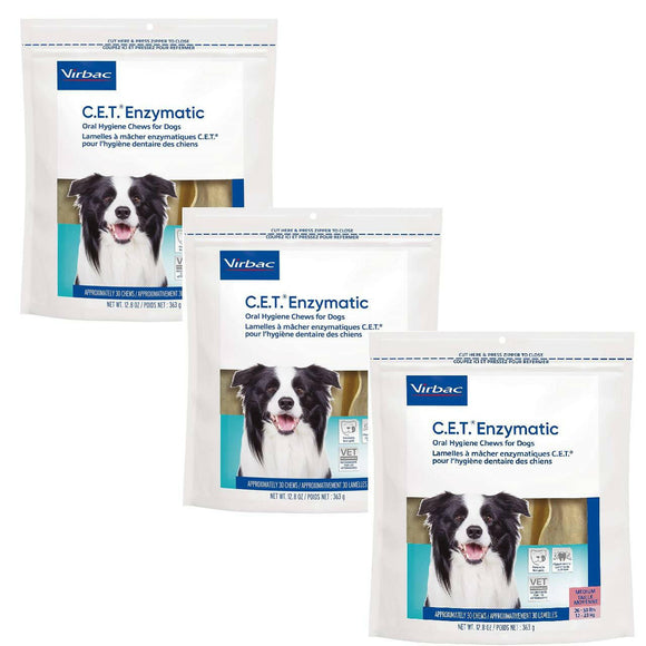 C.E.T. Enzymatic Dental Chews for Medium Dogs 26-50 lbs - 3-pack (90 chews) - Dog Dental Chews & Treats 7