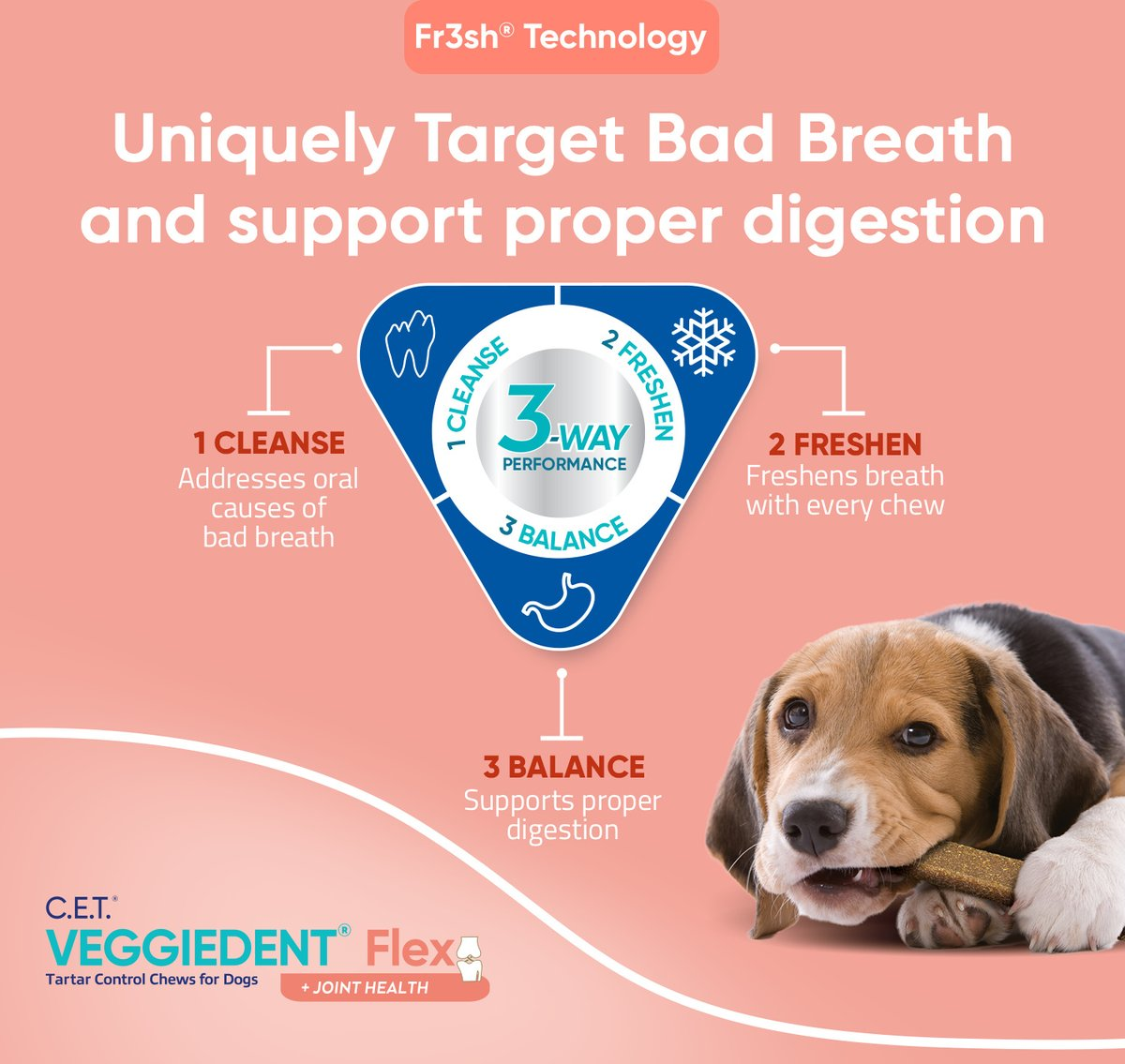 C.E.T. VeggieDent Flex + Joint Health Chews for Medium Dogs